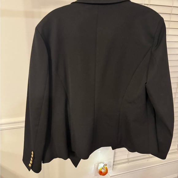 Lily Silk Classic Double Breasted Black Blazer with Gold Buttons - Picture 6 of 8